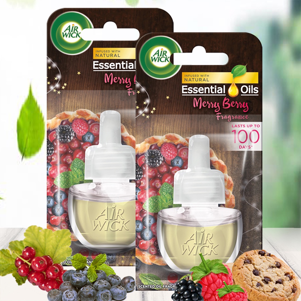 Combo 2 Lọ tinh dầu thiên nhiên Air Wick Merry Berry 19ml - trái cây rừng, tinh dầu cắm điện, thơm phòng