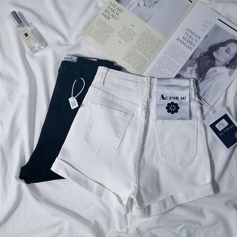 Quần Short Denim Lưng Cao Dáng Ôm Màu Sắc Tươi Sáng Thời Trang Mùa Hè 2022 Cho Nữ