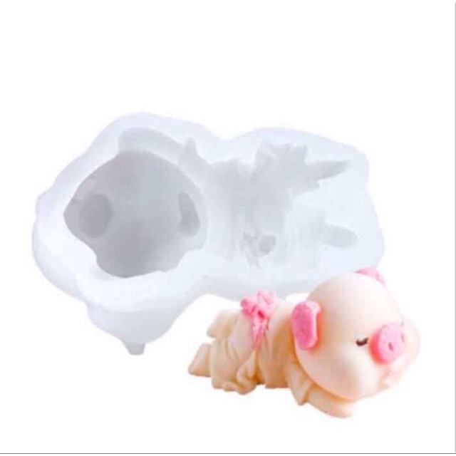 Khuôn silicon làm rau câu, làm bánh, làm kẹo dẻo hình Heo tắm tiên