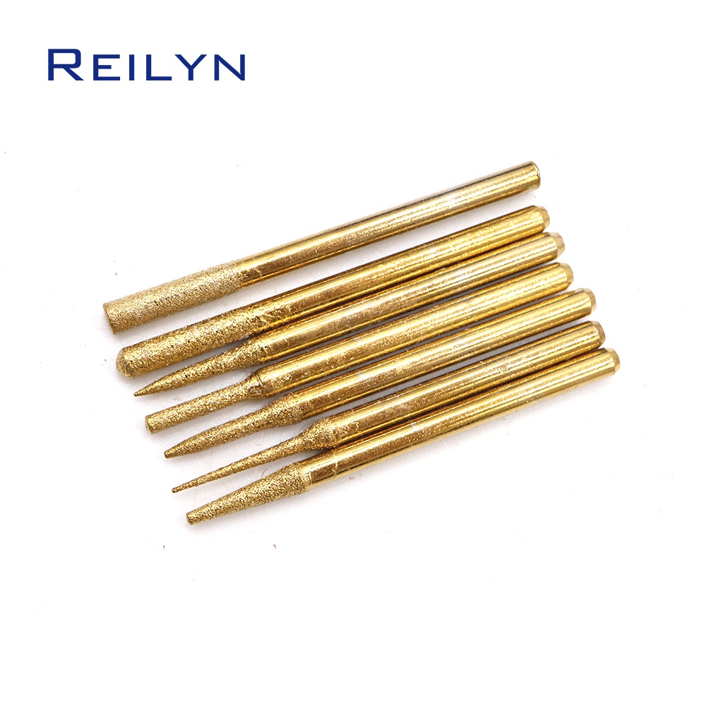 Bộ 30 Đầu Mài Mạ Titan 120 Độ Chuyên Dụng# Bộ Mũi Khoan Điêu Khắc Kim Cương 3x3mm