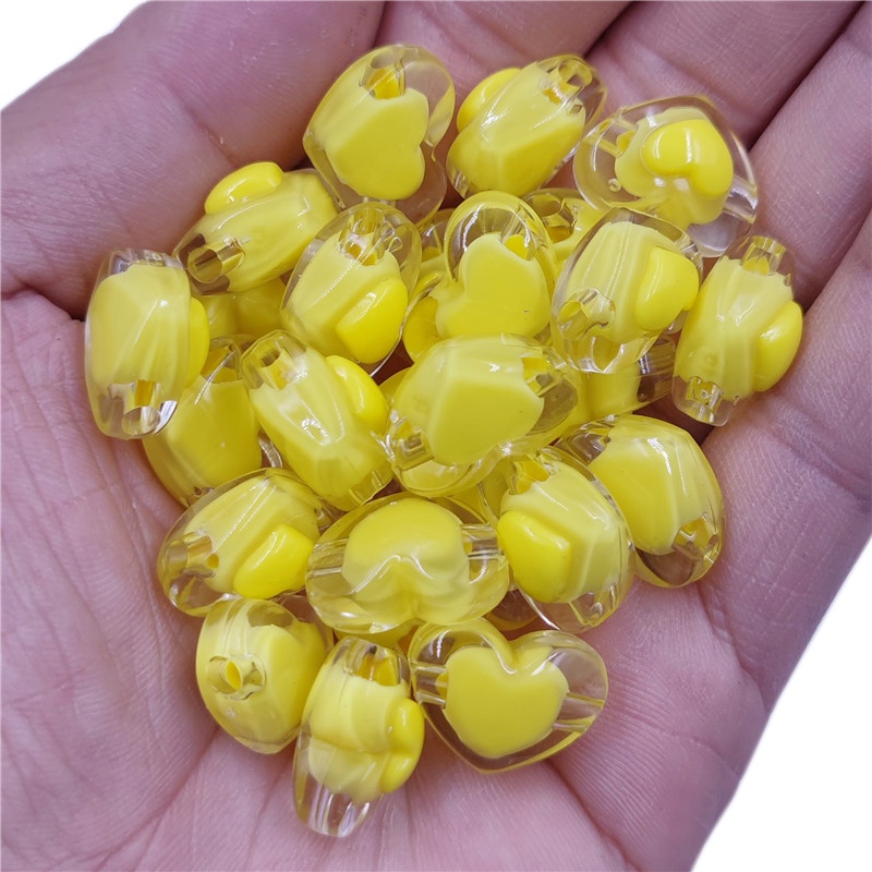 Set 10 Hạt Xỏ Lỗ Hình Trái Tim 3D 13 * 17mm Dùng Để Làm Đồ Trang Sức Thủ Công