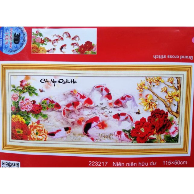 Tranh thêu cửu ngư quần hội mn0099 ( 130x69) mn0100 (180x80) 223217 22 3214 223142 222999 223217 222560 223039