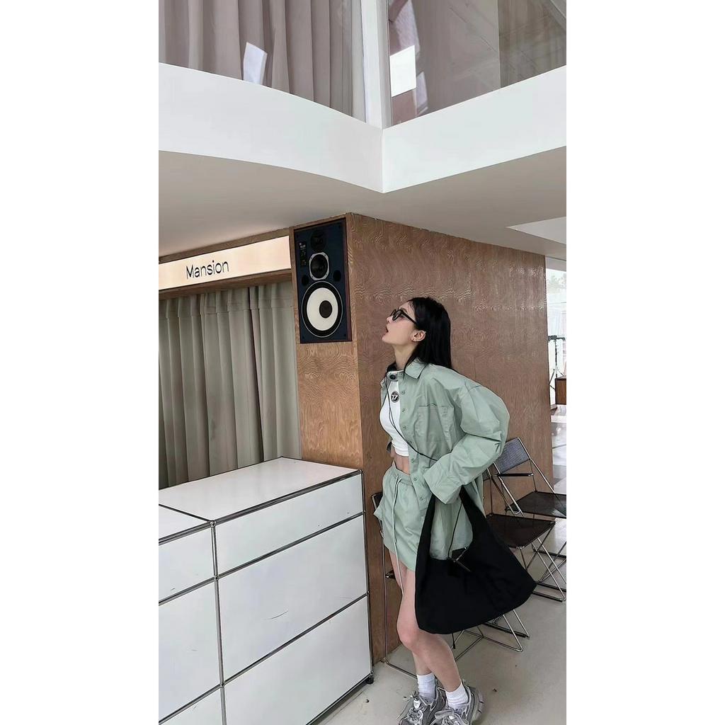 SET 3 MÓN XANH MINT: ÁO SƠ MI XANH + ÁO TRẮNG + QUẦN SHORT LƯNG THUN RÚT DÂY (TH)