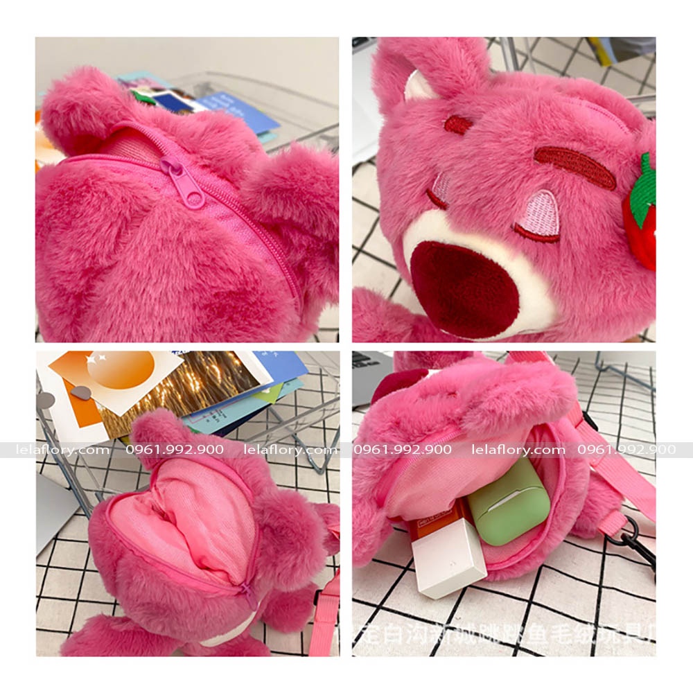 Gấu bông LOSTO màu hồng có hương dâu thơm nhẹ (không kèm hoa) dùng làm quà tặng, trang trí hộp hoa HOT TREND 2023