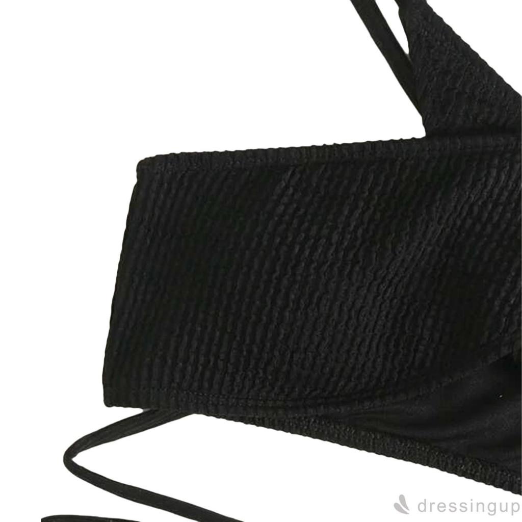 Bộ bikini hai mảnh màu trơn lưng thấp màu đen quyến rũ cho nữ