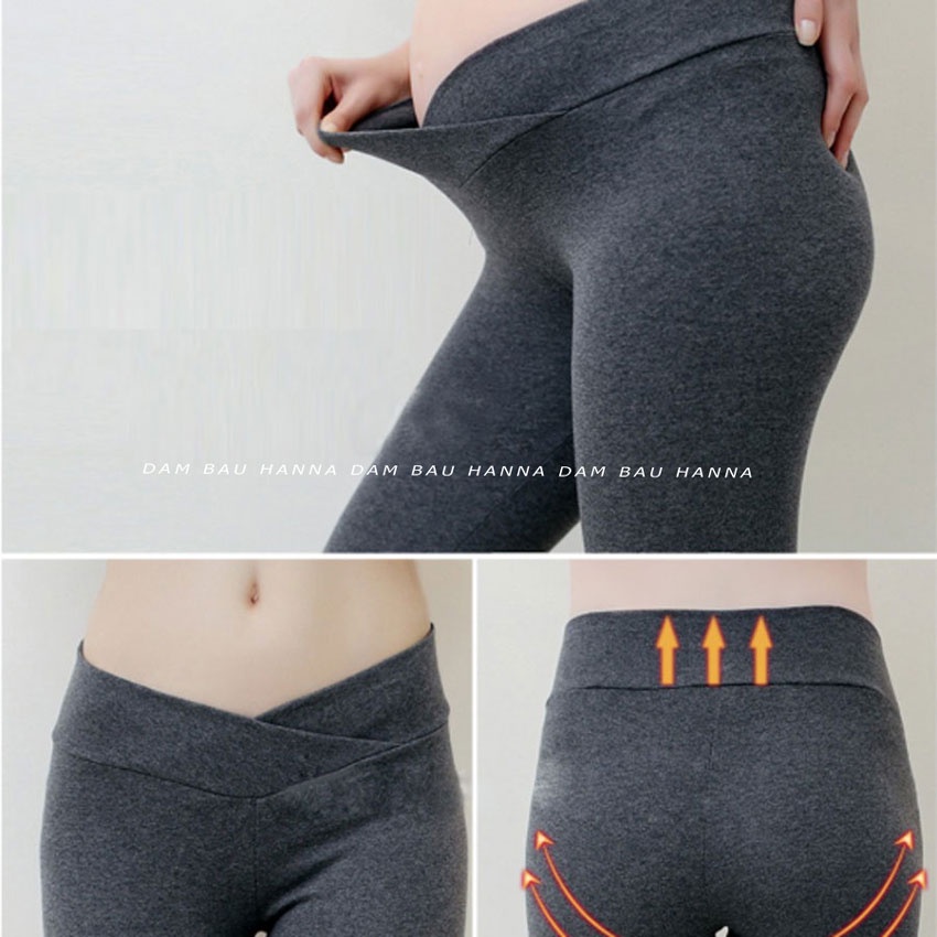 [Size 40 đến 80kg] Quần bầu legging lửng vải thun cotton cao cấp loại 1 co dãn thoải mái mềm mịn dày vừa phải không xù