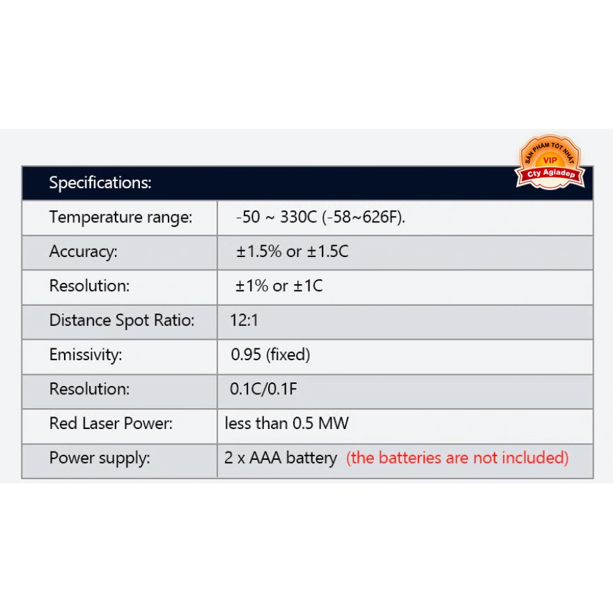 Thiết bị đo nhiệt độ Laser chính xác cao -50 đến 400 độ C HighPrecision AGM320