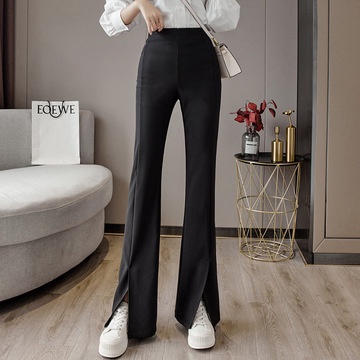 Quần dài lưng cao ống loe màu sắc đơn giản dành cho nữ