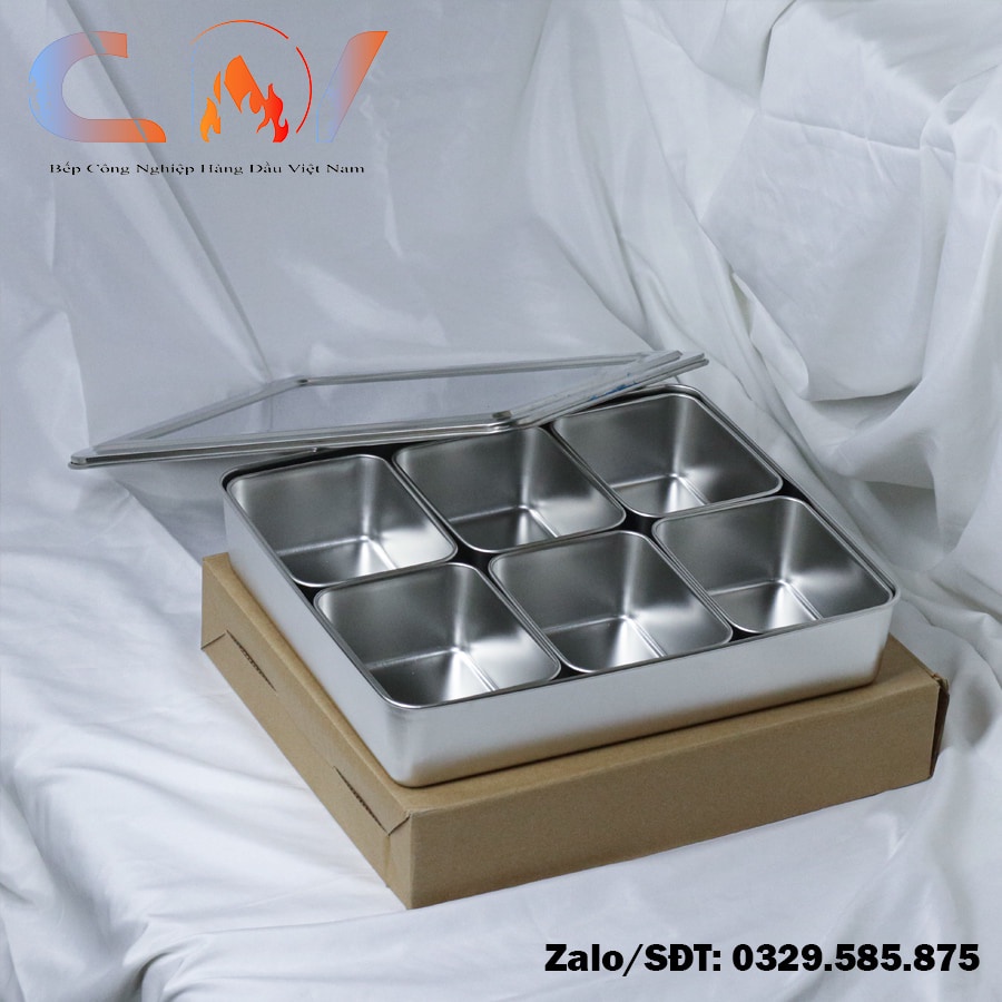 Bộ khay gia vị - đựng Topping thạch Trà sữa 4-6-8 ngăn có nắp nhiều kích thước CNV Shop