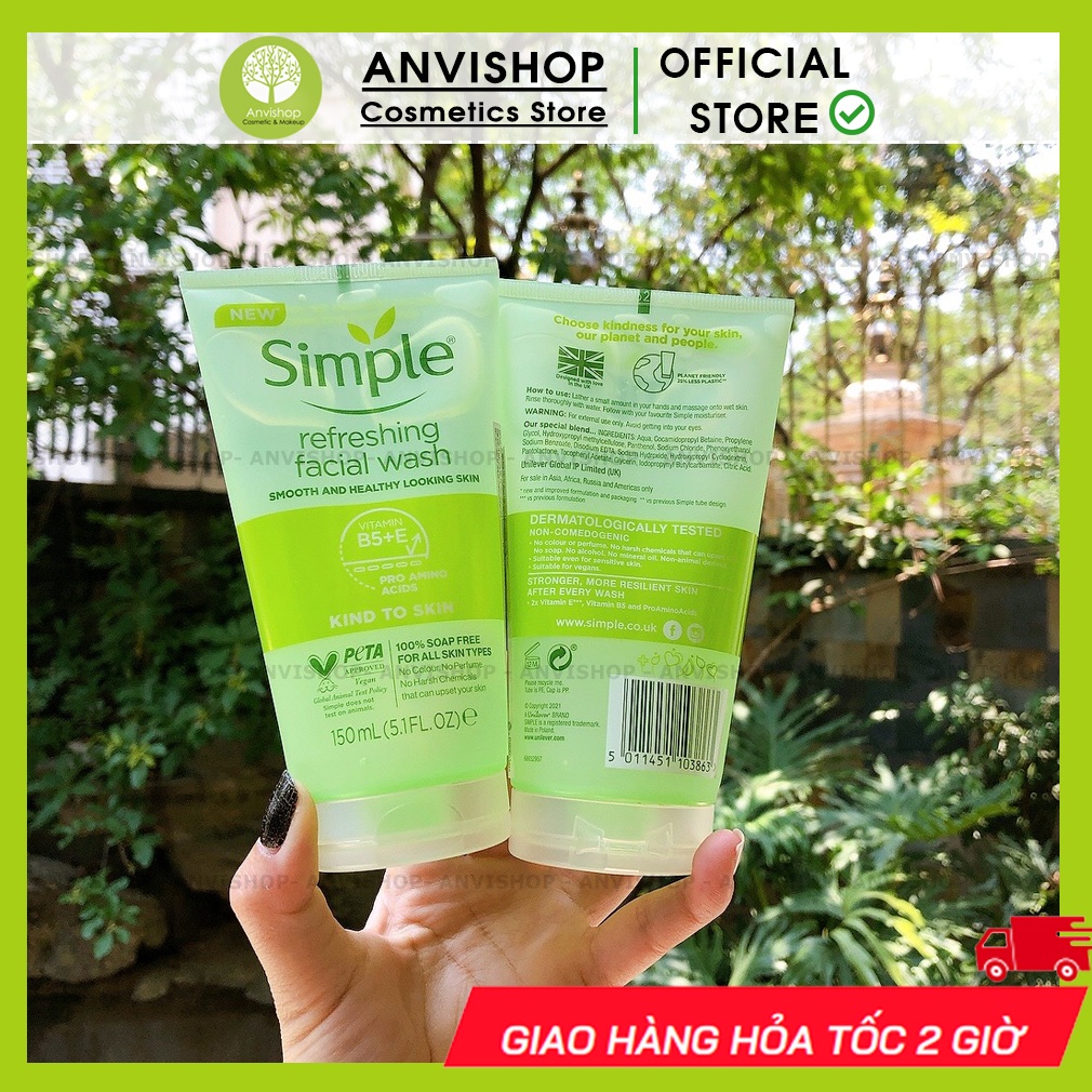 Sữa rửa mặt Simple Refreshing Facial Wash ANVISHOP 150ml