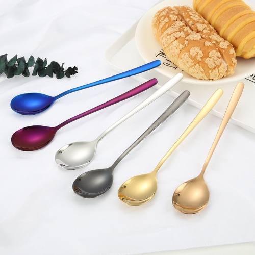 Muỗng thìa inox thép 304 CÁN DÀI nhiều màu sắc cao cấp đẹp sáng bóng
