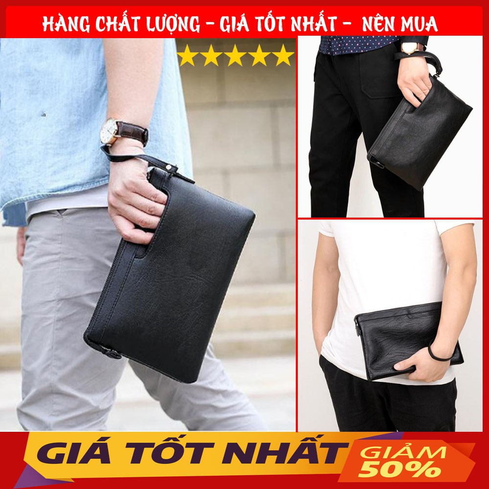 Ví Cầm Tay Nam ⚡️Freeship⚡️ Bóp Nam Cầm Tay Da Bò 100%