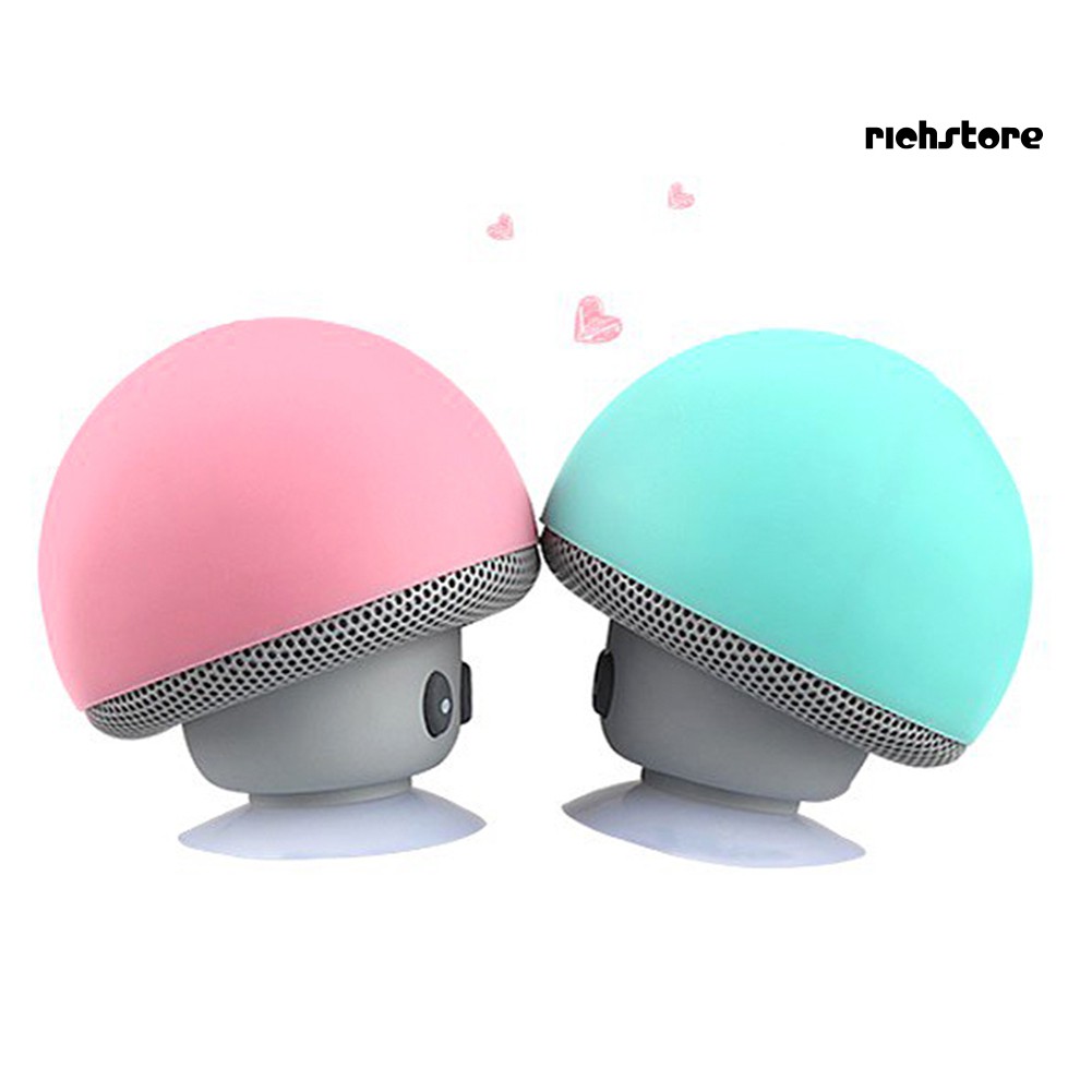 【Ready stock】 Portable Mini Cute Mushroom Waterproof Sucker Bluetooth Speaker Bass Sound Box