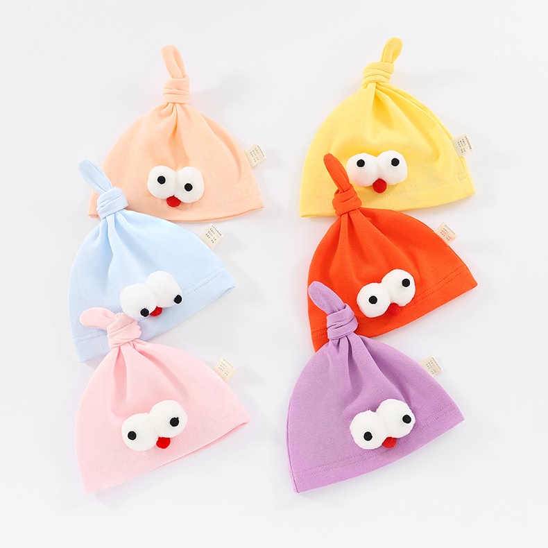 Mũ vải mỏng in hoạt hình đôi mắt to dễ thương thời trang mùa hè dành cho bé sơ sinh