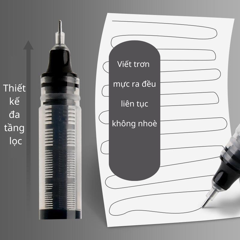 Bút Mực Nước Bút Bi Gel Ngòi 0.5mm Có Lọc Mực Đa Tầng VTL SHOP