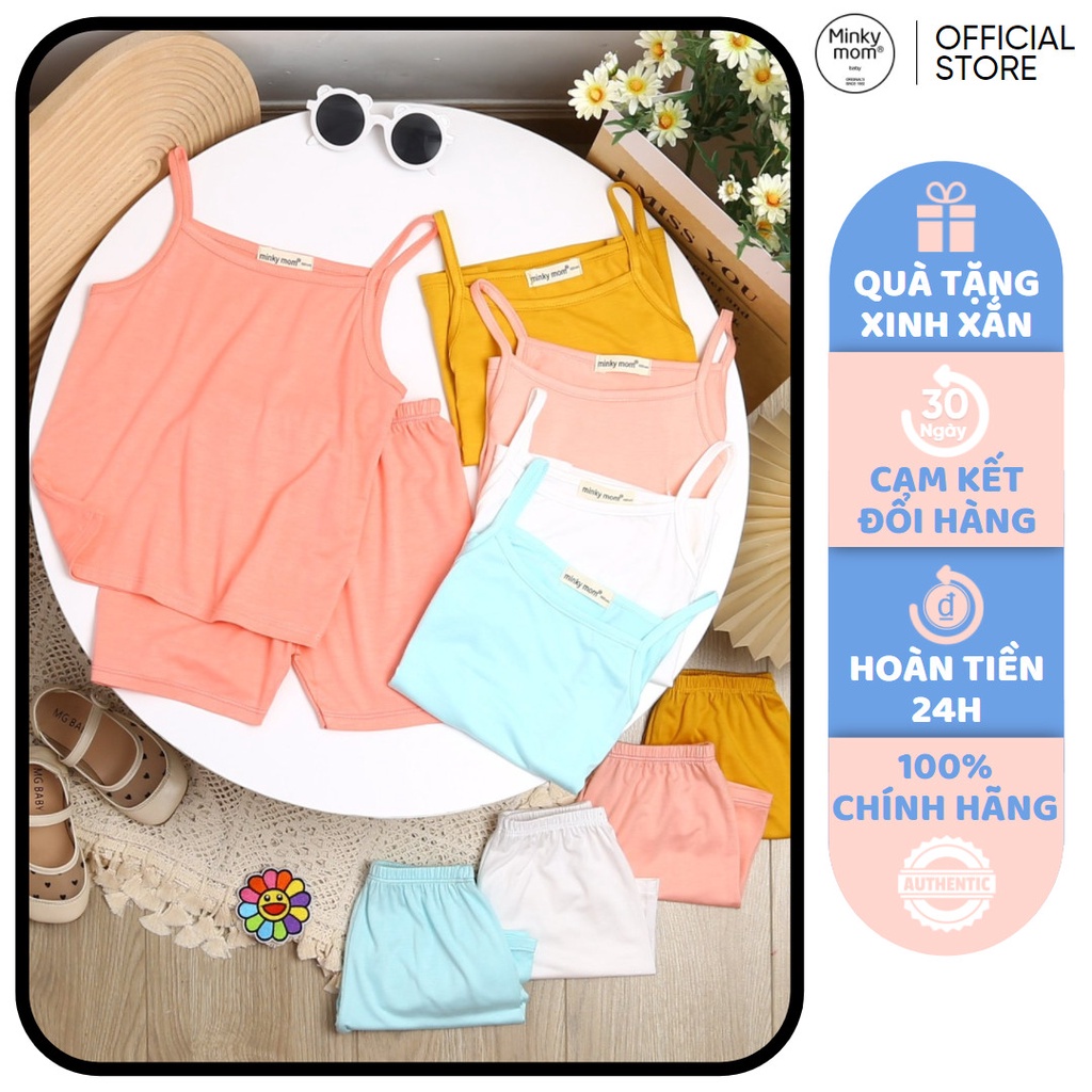 [SALE] Bộ 2 Dây Cho Bé Gái Minky Mom Vải Thun Lạnh Trơn Basic Mềm Mát, Áo Hai Dây Bé Gái Mặc Hè Thoáng Mát MKM2134