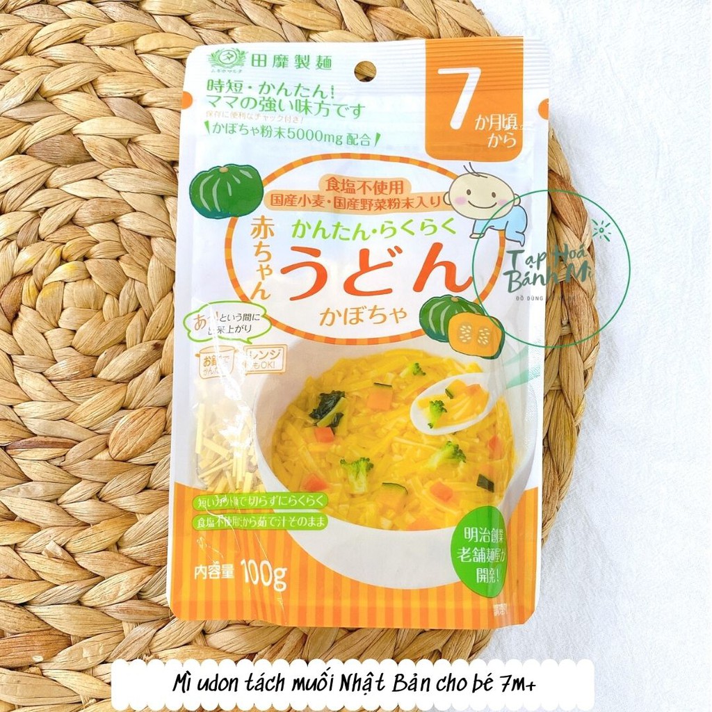 Mì udon tách muối Nhật Bản 100g cho bé 7m+ ăn dặm (3 vị)