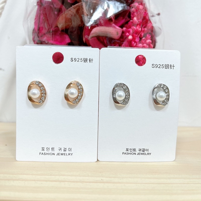 bông tai châu đính đá sang chảnh phong cách hàn quốc