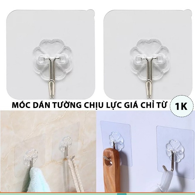 [RẺ VÔ ĐỊCH] Móc dán dính tường chịu lực trong suốt, siêu dính, siêu chịu lực (combo 4 chiếc)