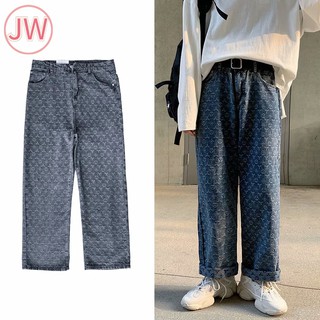 Quần Jean Ống Rộng Hàn Quốc Họa Tiết In Size S-2Xl