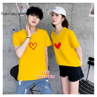 Áo đôi trái tim đỏ màu vàng
