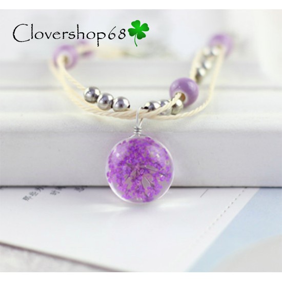 Vòng Tay Hoa Khô Ép Thuỷ Tinh Tam Sinh Tam Thế Clovershop68