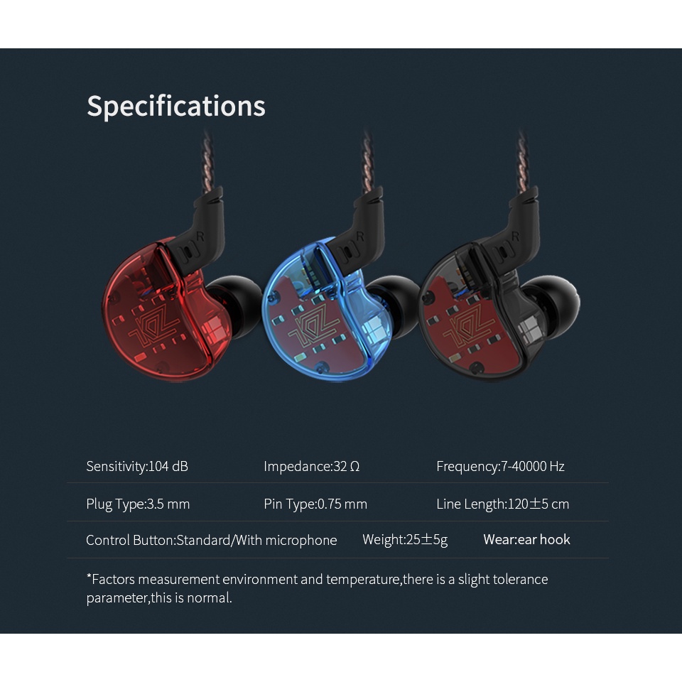 KZ ZS10 4BA + 1DD Động Lai Tai Nghe HIFI DJ Earbuds