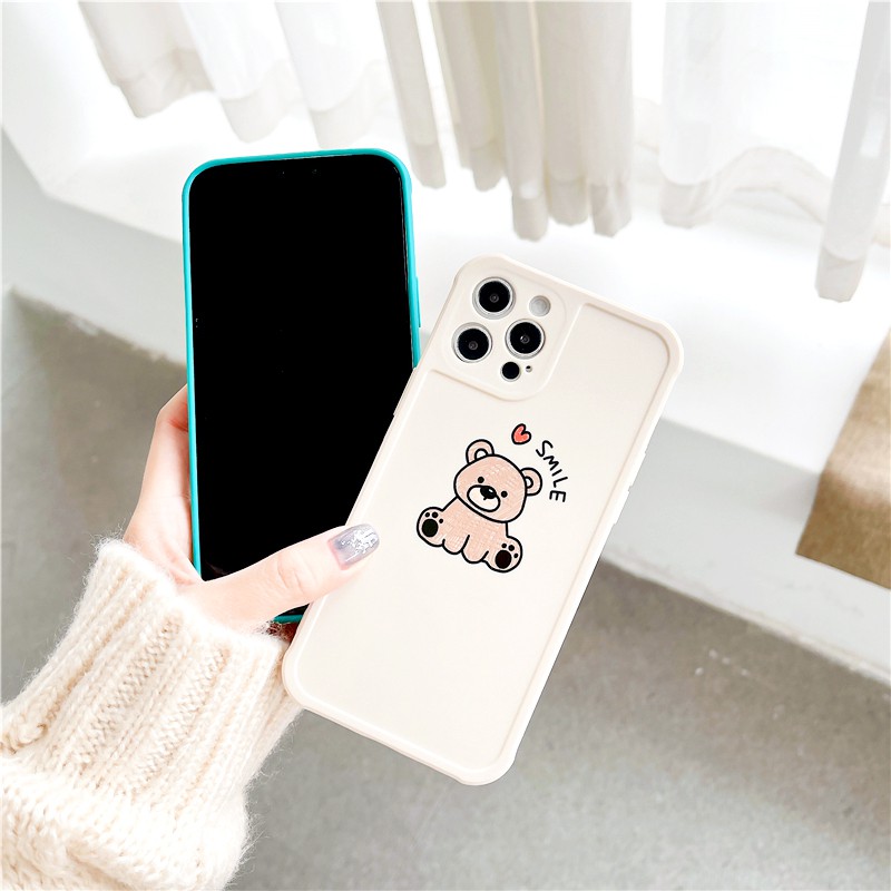 Ốp lưng iphone Smile Bear cạnh vuông in hình viền 5/5s/6/6plus/6s/6splus/7/7plus/8/8plus/x/xs/11/12/pro/max/plus/promax | BigBuy360 - bigbuy360.vn