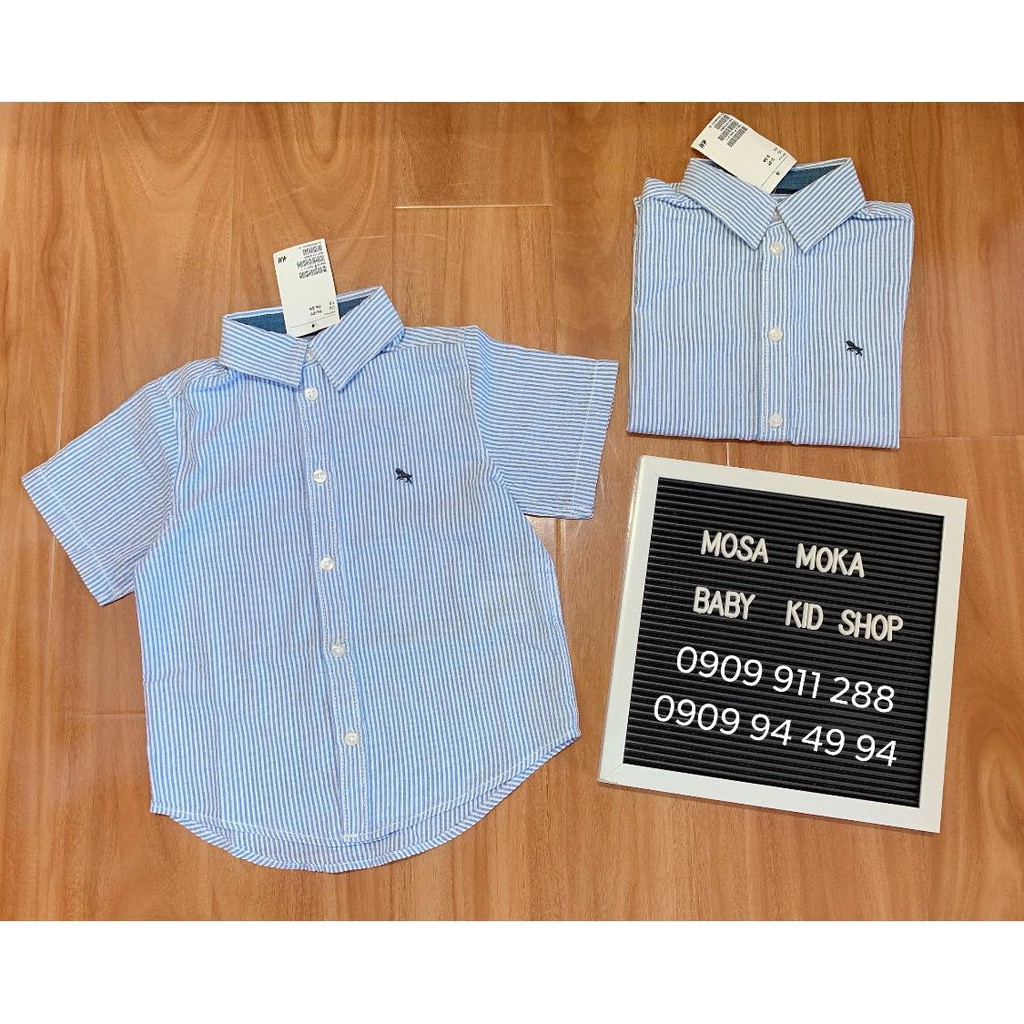 Áo sơ mi kẻ xanh H&m Auth