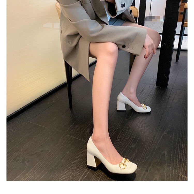 Giày Cao Gót Mũi Vuông Thiết Kế Mới 2022 Kiểu Pháp