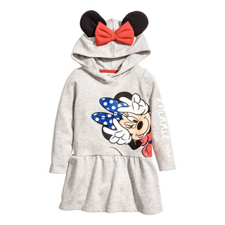 Áo váy thun da cá H&M xám nơ đỏ