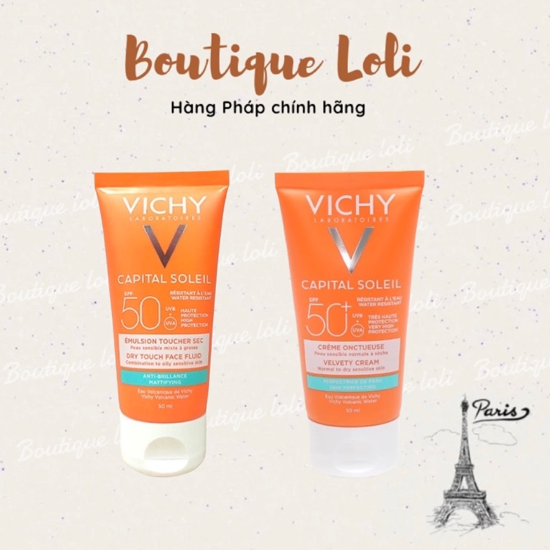 Kem Chống Nắng Vichy Ideal Soleil Bảo Vệ Da Mặt, Không Gây Nhờn Rít SPF50, PA+++ 50ml