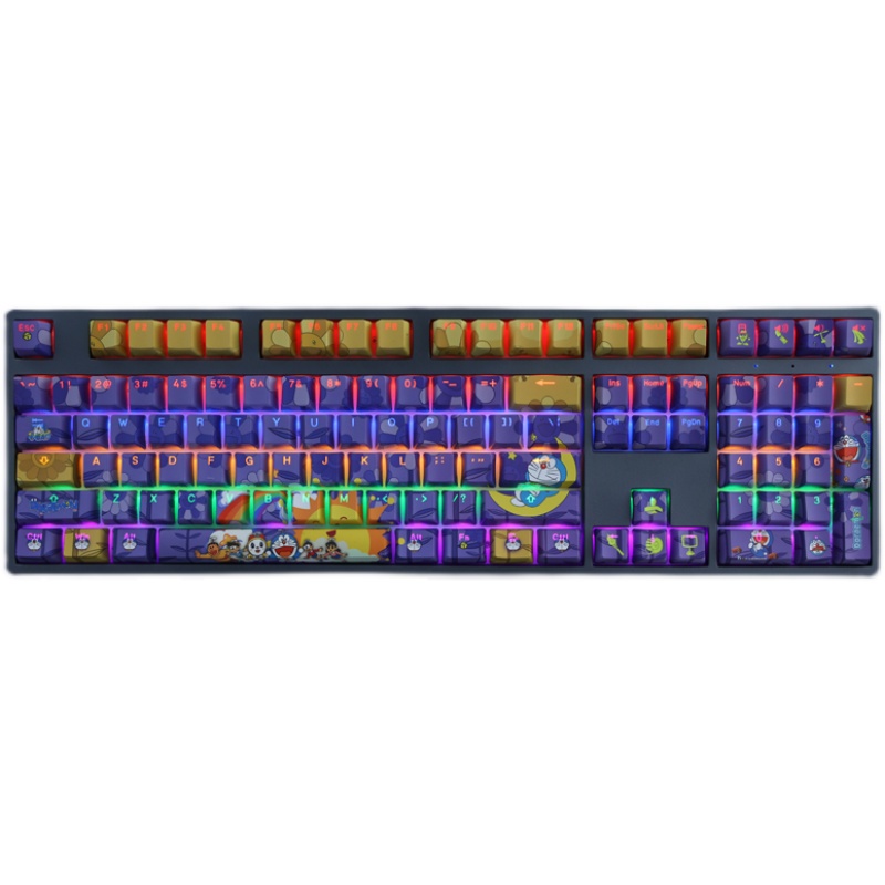Doraemon Themed Keycap Jingle Cat OEM Profile PBT Thuốc nhuộm thăng hoa Bàn phím cơ Keycap Ánh sáng thông qua Keycap Anime Keycap 108 phím