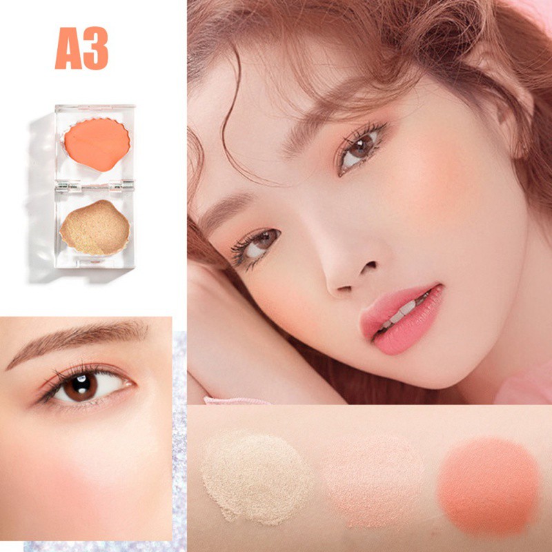 [Hàng mới về] Phấn má hồng 2 trong 1 hỗ trợ bắt sáng da che khuyết điểm | BigBuy360 - bigbuy360.vn