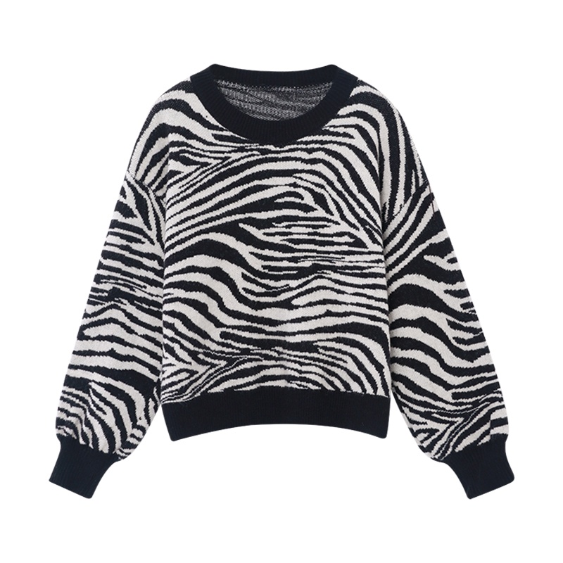 Áo Sweater Nữ Dáng Rộng In Họa Tiết Ngựa Vằn Thời Trang Mùa Thu Hàn Quốc Mới
