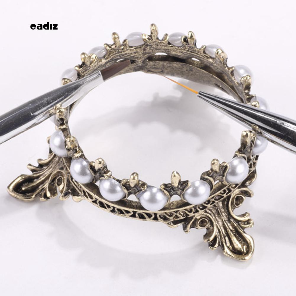 [Hàng mới về] Giá đỡ cọ vẽ móng nghệ thuật bằng kim loại với thiết kế đính ngọc trai giả bắt mắt chuyên dụng