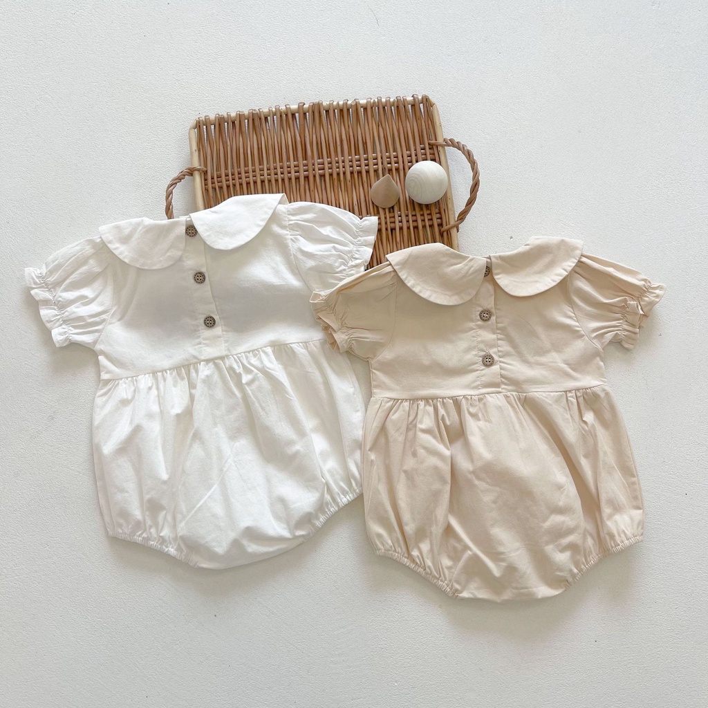 Áo liền quần tay ngắn họa tiết hoa thêu xinh xắn dành cho bé gái