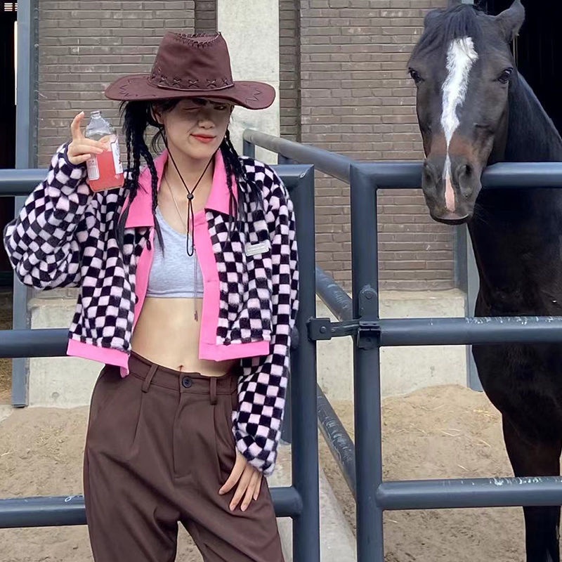 Áo Khoác Dáng Ngắn Phối Màu Sắc Tương Phản Phong Cách Hàn Quốc Cho Nữ | BigBuy360 - bigbuy360.vn