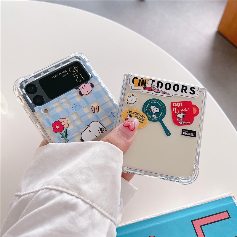 Ốp Điện Thoại TPU Mềm Chống Sốc In Hình Hoa Cúc / Gấu / Dâu Tây Hoạt Hình Gấp Gọn Được Cho Samsung Galaxy Z Flip 4 5G