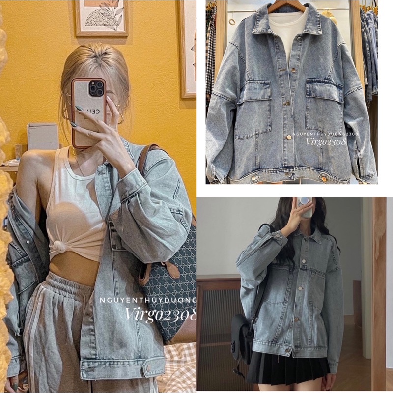 [HÀNG SẴN]Áo khoác DENIM JACKETS FORM OVERSIZE 2 túi bụng siêu chất