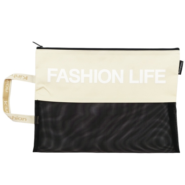 Túi Lưới A4 Fashion Life - Kinhshion A4-129 - Màu Kem + Đen