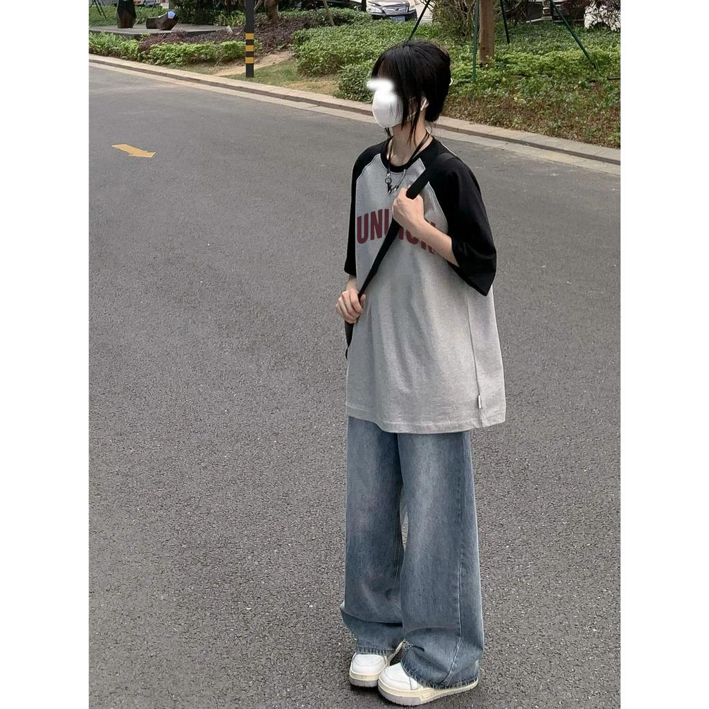 Áo Thun cotton Ngắn Tay Dáng Rộng In Chữ Thời Trang Mùa Hè Cho Nữ