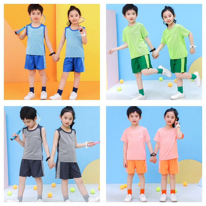 Bộ đồ thể thao tay ngắn kiểu dáng thời trang mùa hè dành cho bé trai và bé gái 2021