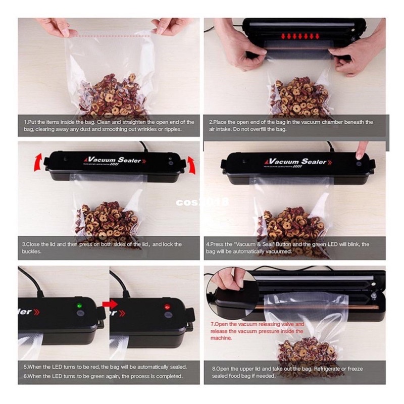 Máy Hút Chân Không Thực Phẩm Kèm Hàn Miệng Túi Vacuum Sealer ( tặng 10 túi hút )