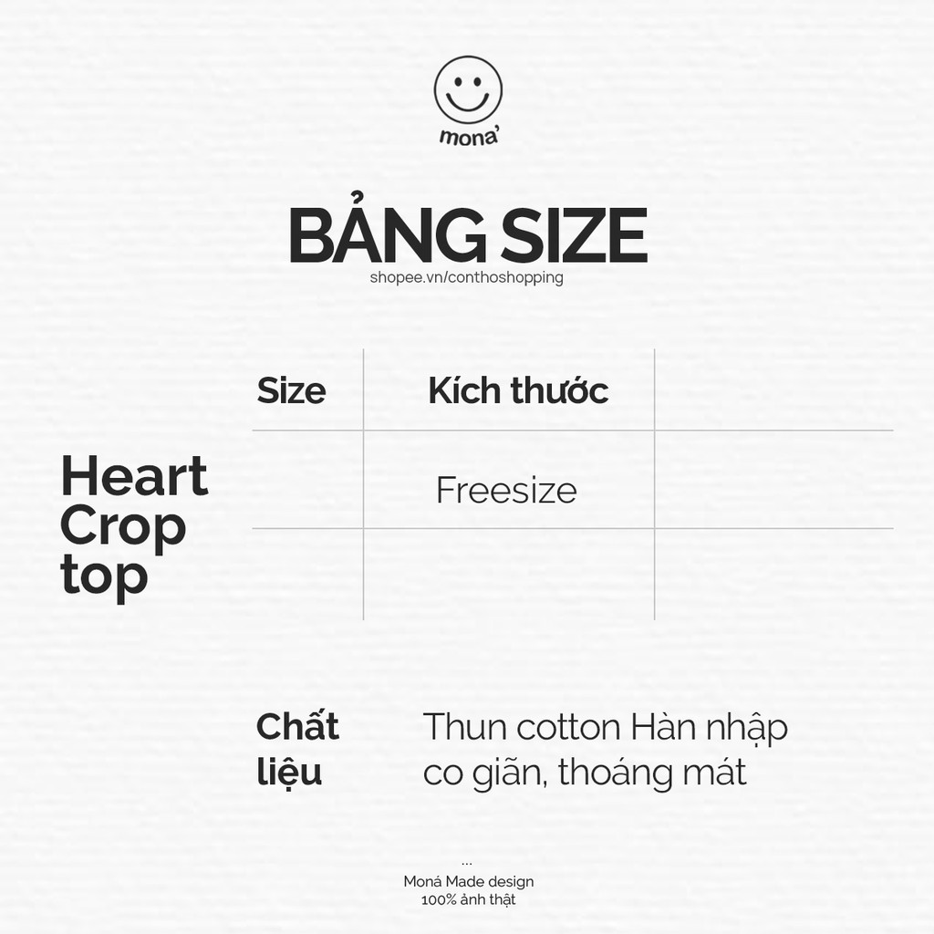 MONÁ Áo croptop thun cotton co giãn HEART CROPTOP