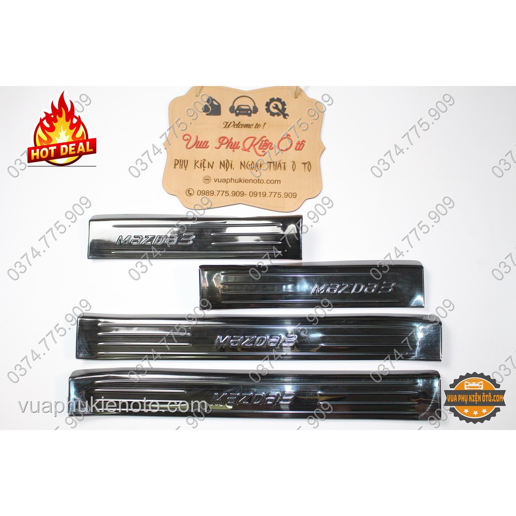 Ốp bậc cửa Mazda 3 2015- 2019, 2020 - 2022 - Ốp bước chân titan 8 miếng trong ngoài