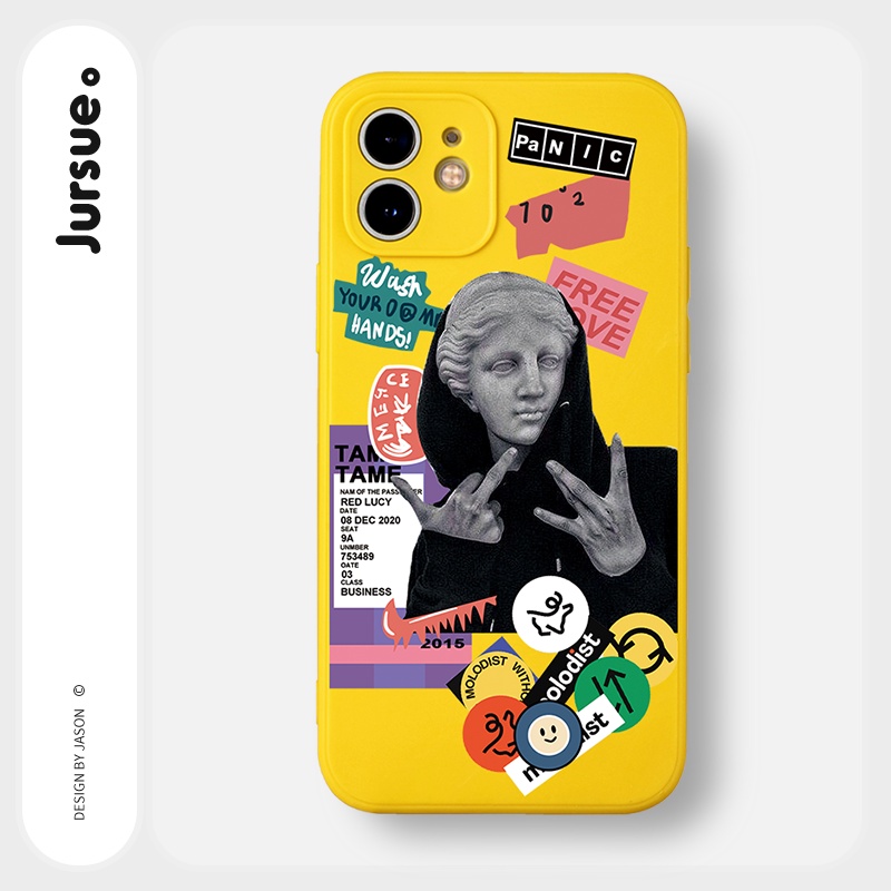 Ốp lưng JURSUE mềm chống bẩn hình ngộ nghĩnh bựa cho iPhone 13 12 11 Pro Max SE 2020 X XR XS ip 8 7 6 6S Plus Y85