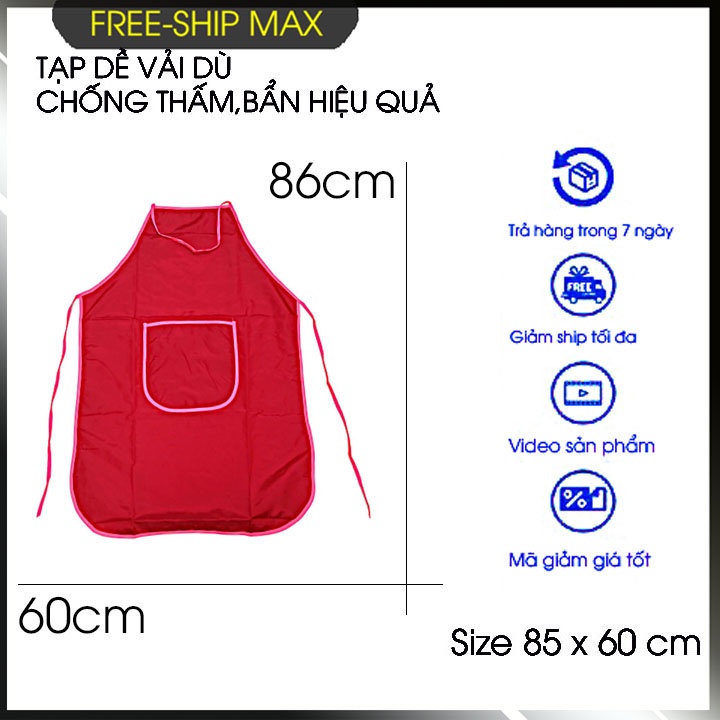 Tạp dề nấu ăn chất liệu vải dù chống thấm nước - Size 85 x 60 - Phù hợp nam-nữ phong cách thời trang đẹp bền mfs