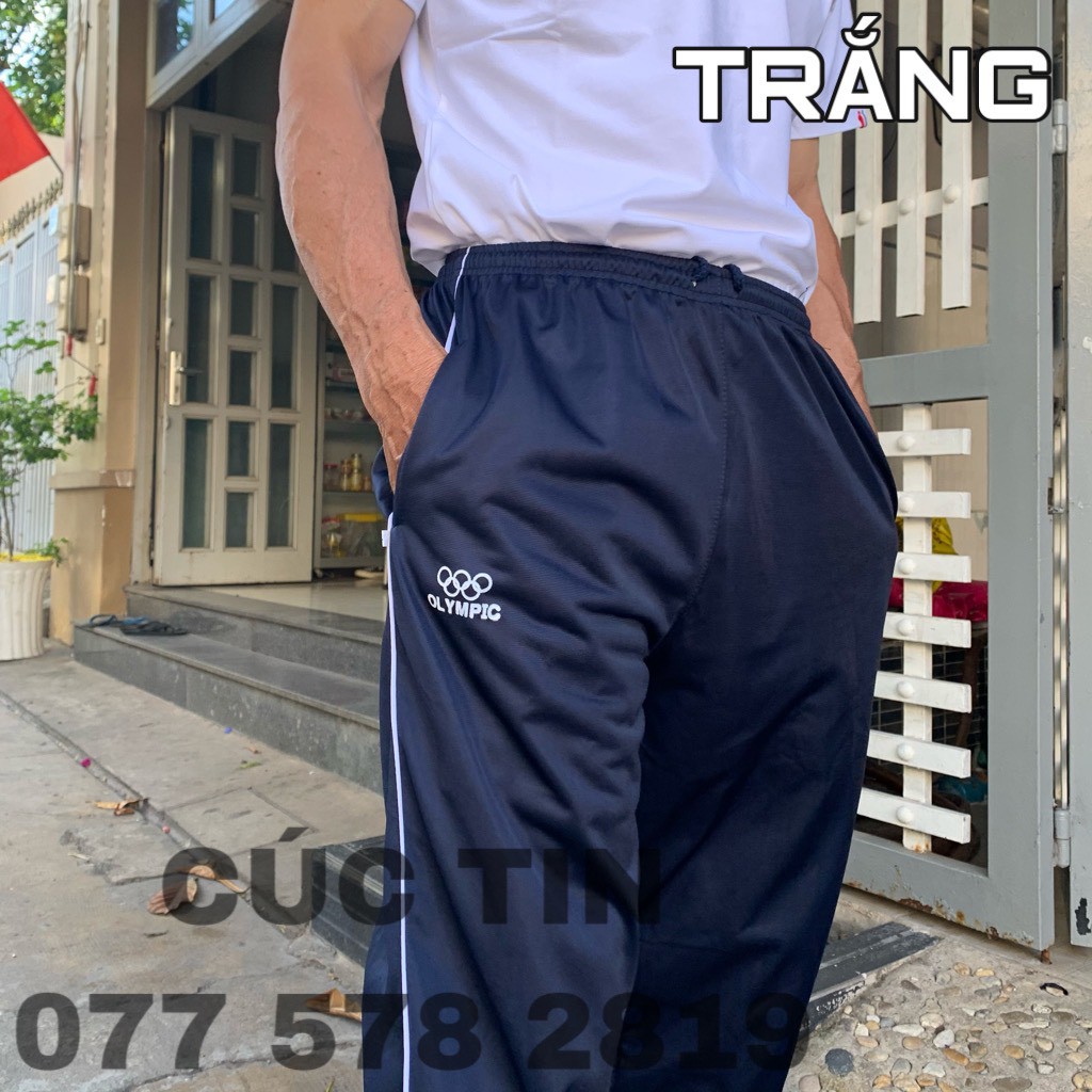 QUẦN THỂ THAO DÀI, 1 SỌC, CÓ 2 TÚI KHÓA KÉO. CÚC TIN.