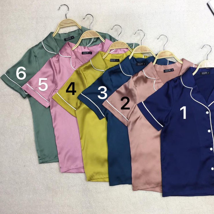 Bộ Pyjama Lụa trơn Ngắn Tay hàng loại I, Bộ Ngủ Lụa hàng cao cấp Hachidesigns | BigBuy360 - bigbuy360.vn